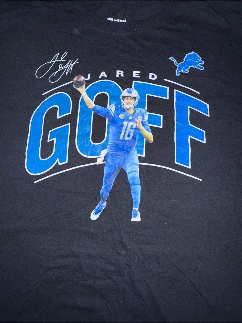 Jared Goff Detroit Lions Black Graphic T-Shirt NFL